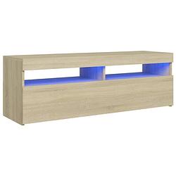 Foto van The living store tv-meubel sonoma eiken - 120x35x40 cm - met rgb led-verlichting - montage vereist