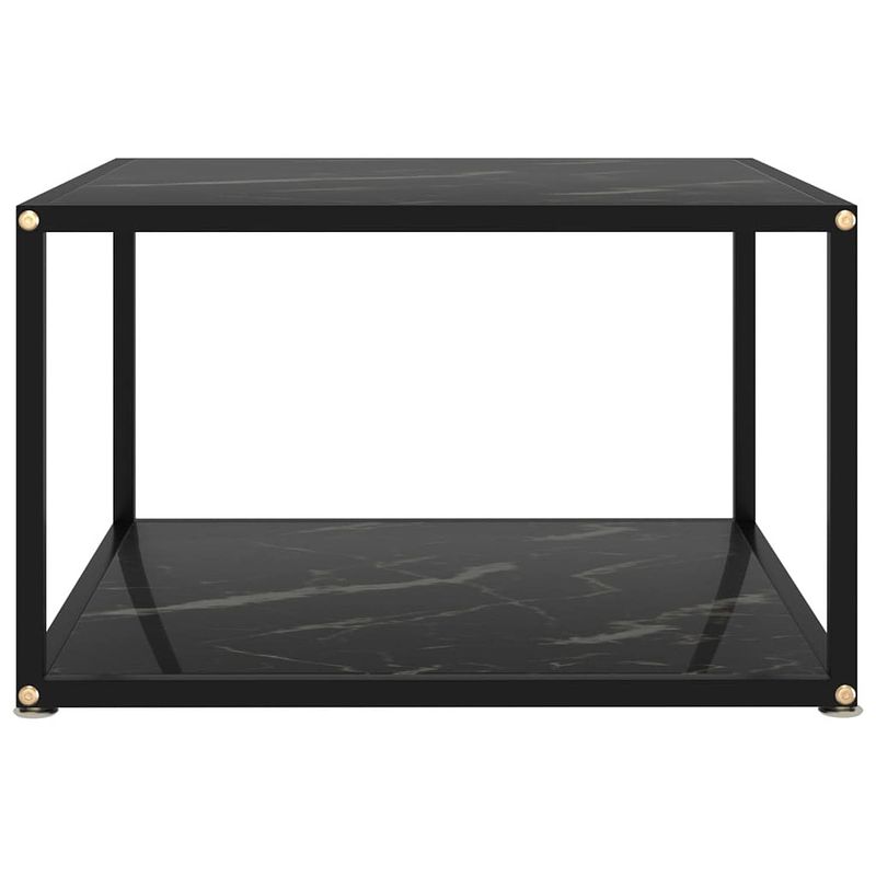 Foto van The living store salontafel - 2-laags - 60 x 60 x 35 cm - gehard glas en gepoedercoat staal - zwart