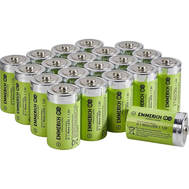 Foto van D batterij (mono) emmerich industrial lr20 alkaline 18000 mah 20 stuk(s)