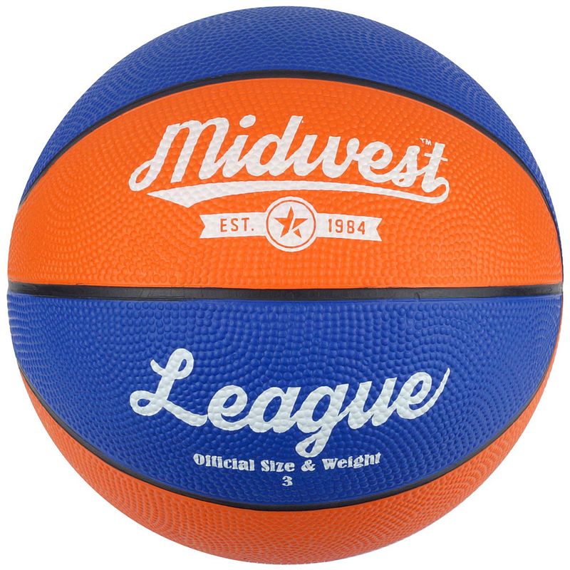 Foto van Midwest basketball league rubber blauw/oranje maat 3