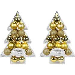 Foto van 34x kunststof gouden kleine kerstballen pakket 3 cm - kerstbal