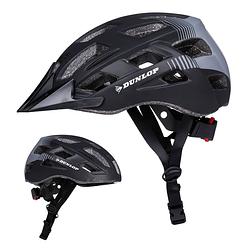 Foto van Dunlop fietshelm - verstelbaar van 58 tot 61 cm - maat l - met led-verlichting - 3 lichtmodus - zwart