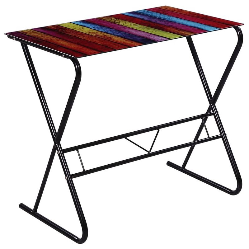 Foto van The living store bureau rainbow - bureau - 80 x 50 x 75 cm - gehard glas - ijzeren frame