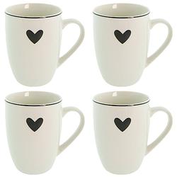 Foto van Haes deco - set van 4 mokken - 12x8x10 cm / 350 ml - porselein - love birds