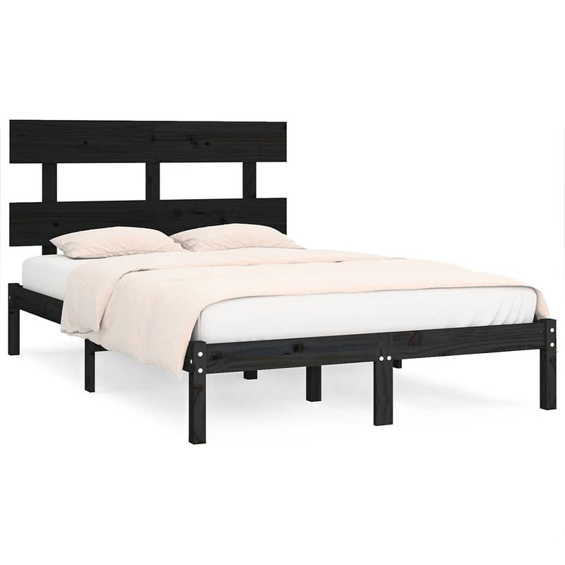 Foto van Vidaxl bedframe massief hout zwart 200x200 cm