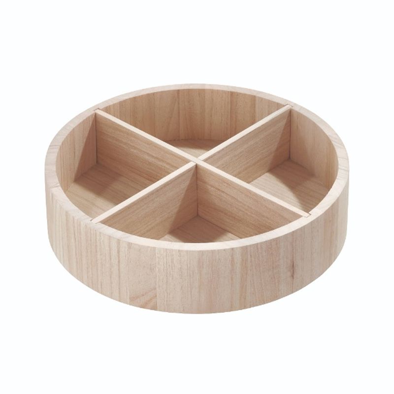 Foto van Idesign - lazy susan draaiplateau met vakken, 30.5 cm, paulownia hout, beige - idesign the home edit