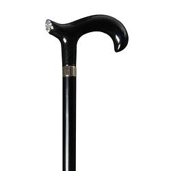 Foto van Classic canes bijzondere wandelstok - zwart - hardhout - met swarovski kristallen - derby handvat - lengte 92 cm