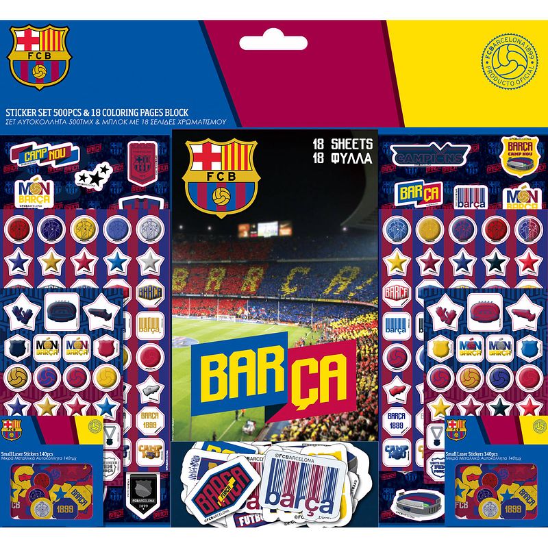 Foto van Fc barcelona sticker- en kleurboek junior 42 cm vinyl 518-delig