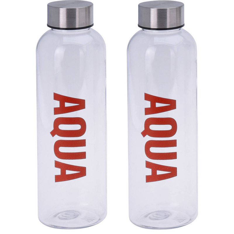 Foto van 2x stuks bidon drinkfles/waterfles rood 500 ml met schroefdop - drinkflessen