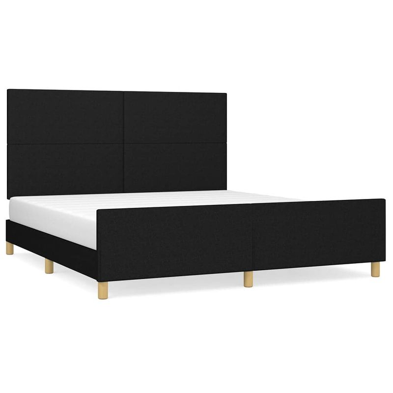 Foto van Vidaxl bedframe met hoofdeinde stof zwart 180x200 cm