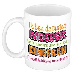 Foto van Moederdag mok - trotse moeder van de leukste kinderen - wit - 300 ml - keramiek - feest mokken