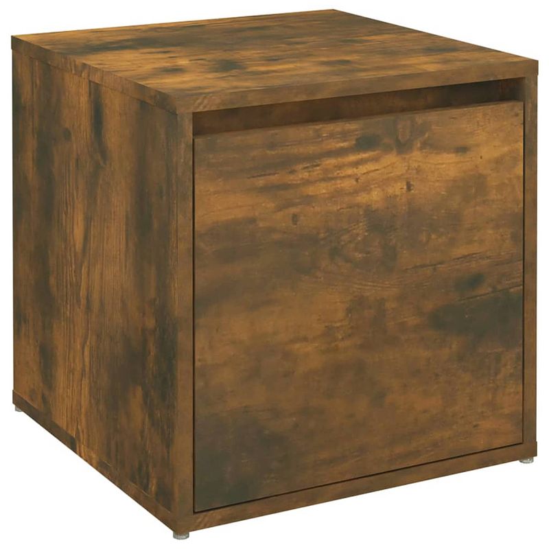 Foto van The living store opbergbox opbergkist - 40.5 x 40 x 40 cm - gerookt eiken hout