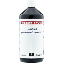 Foto van Edding t1000 navulinkt voor permanent markers - kleur: zwart - grote fles - 1000ml