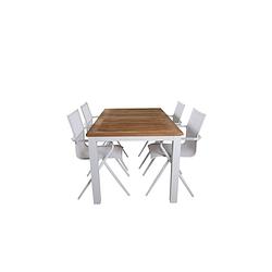 Foto van Panama tuinmeubelset tafel 90x152/210cm en 4 stoel alina wit, naturel.