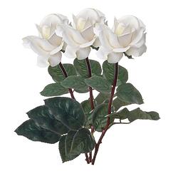 Foto van Top art kunstbloem roos caroline - 3x - wit - 70 cm - zijde - kunststof steel - decoratie bloemen - kunstbloemen