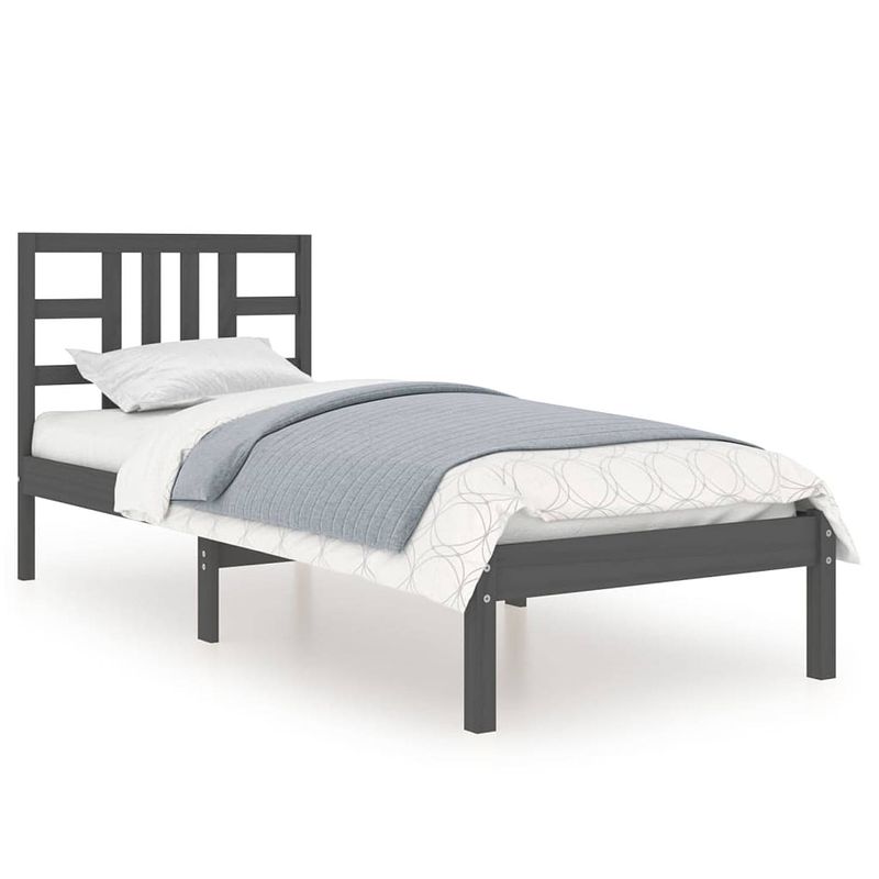 Foto van The living store bedframe - massief grenenhout - 195.5 x 95.5 x 31 cm - zwart