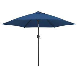 Foto van Vidaxl parasol met led-verlichting en stalen paal 300 cm blauw