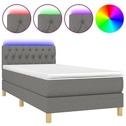 Foto van The living store bed - led-verlichting - boxspring - 193 x 90 x 78/88 cm - donkergrijs