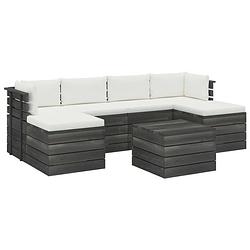 Foto van Vidaxl 7-delige loungeset met kussens pallet massief grenenhout