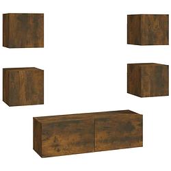 Foto van The living store tv-meubelset - gerookt eiken - 4x (s) 30.5x30x30cm + 1x (l) 100x30x30cm