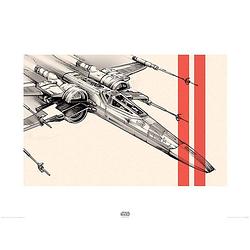 Foto van Pyramid star wars episode vii xwing pencil art kunstdruk 80x60cm