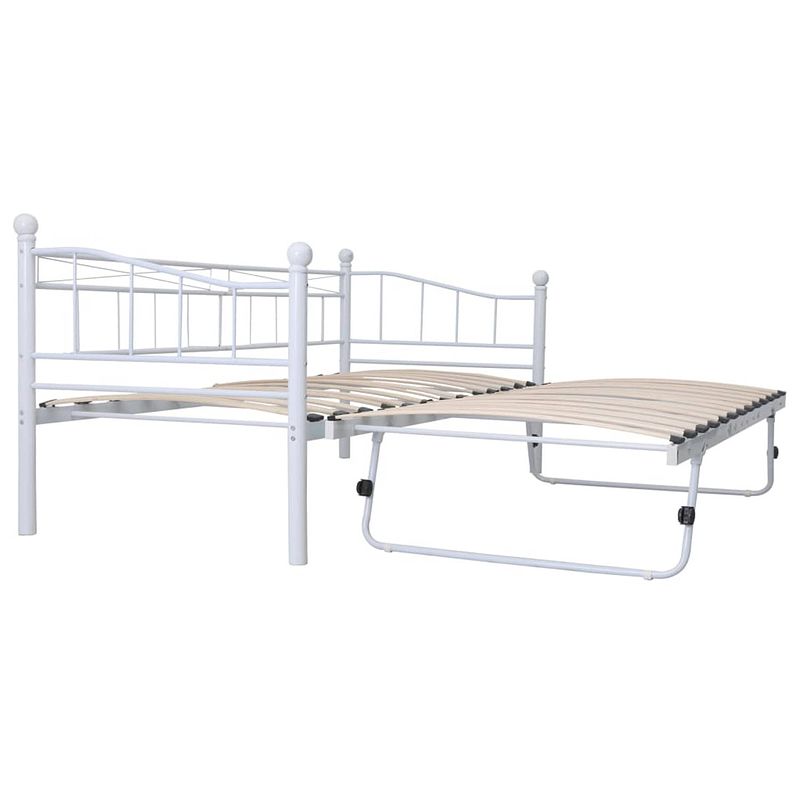 Foto van Vidaxl bedframe staal wit 180x200/90x200 cm