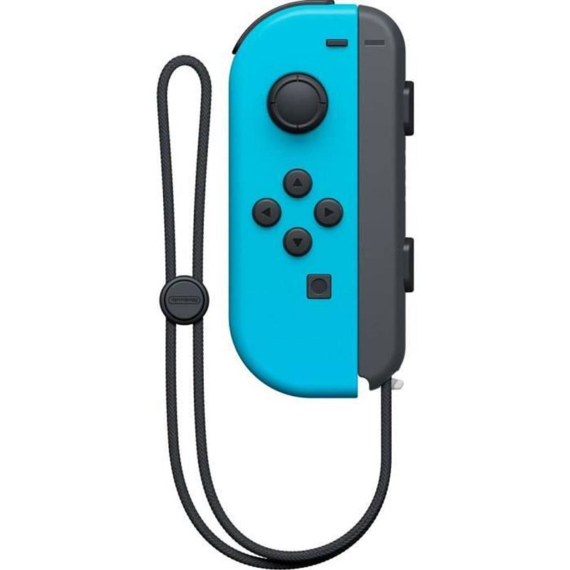 Foto van Nintendo joy-con controller links neon blauw