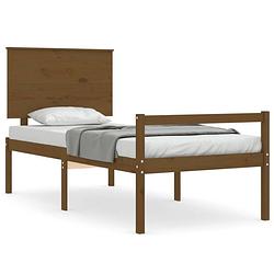 Foto van The living store bedframe grenenhouten - bedframe - 205.5 x 95.5 x 82.5 cm - honingbruin