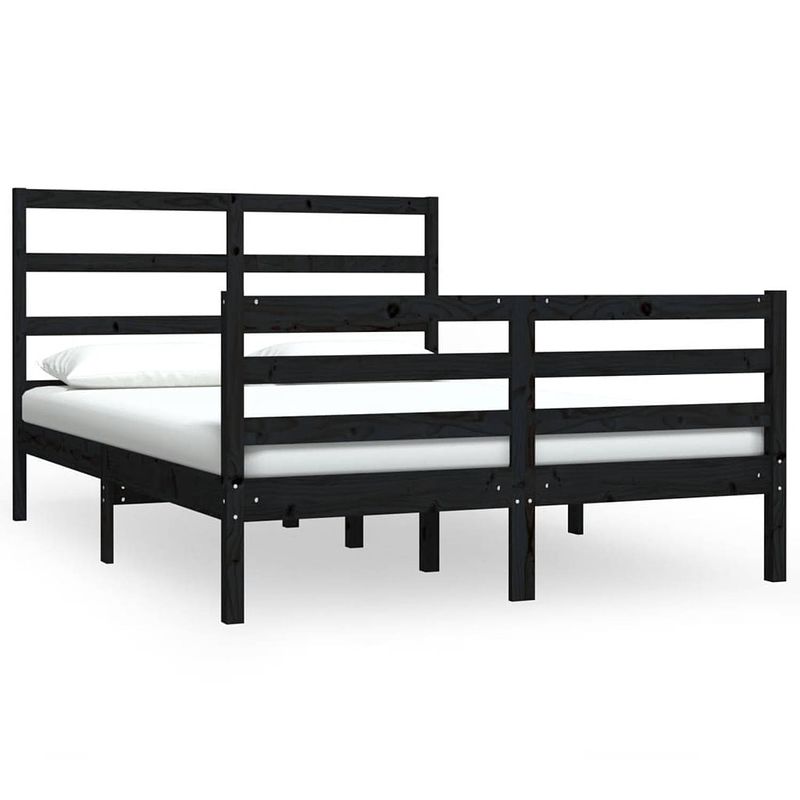 Foto van Vidaxl bedframe massief grenenhout zwart 140x190 cm