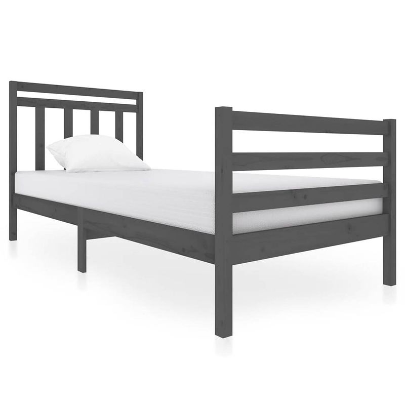 Foto van Vidaxl bedframe massief hout grijs 90x200 cm