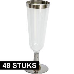 Foto van 48x luxe champagne/prosecco glazen zilver/transparant - champagneglazen