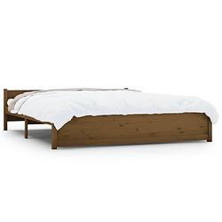 Foto van The living store bedframe houten - 160 x 200 cm - honingbruin - massief grenenhout