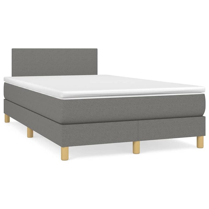 Foto van The living store boxspringbed - donkergrijs - 203 x 120 x 78/88 cm - pocketvering matras - middelharde ondersteuning -