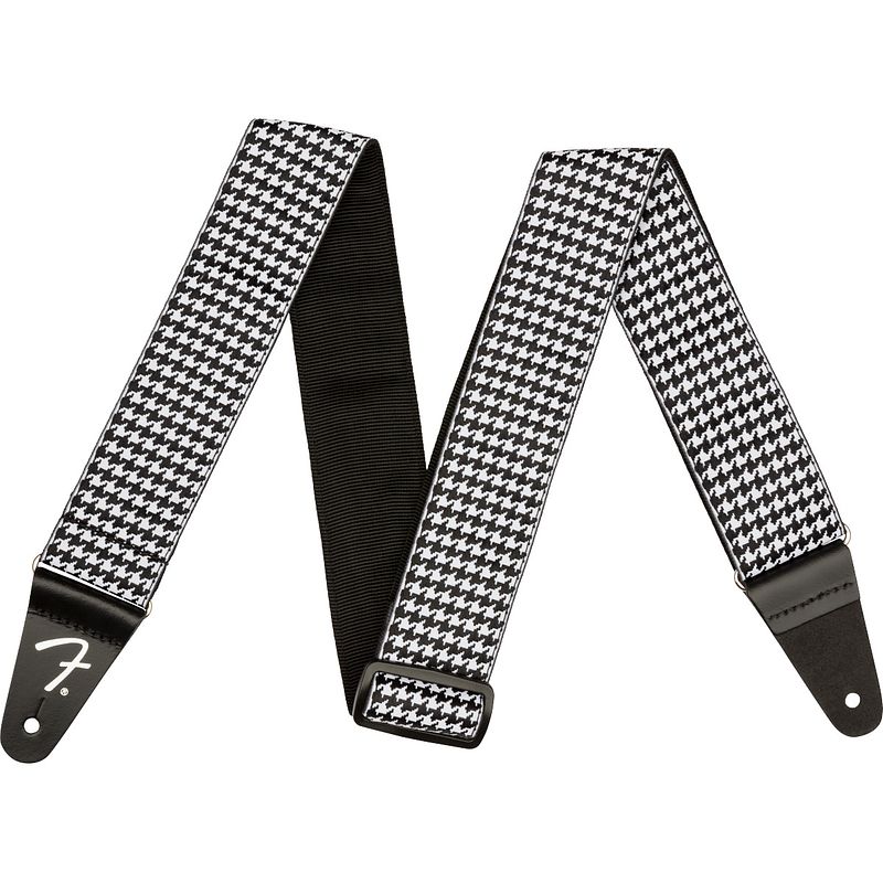 Foto van Fender houndstooth strap white gitaarband zwart-wit