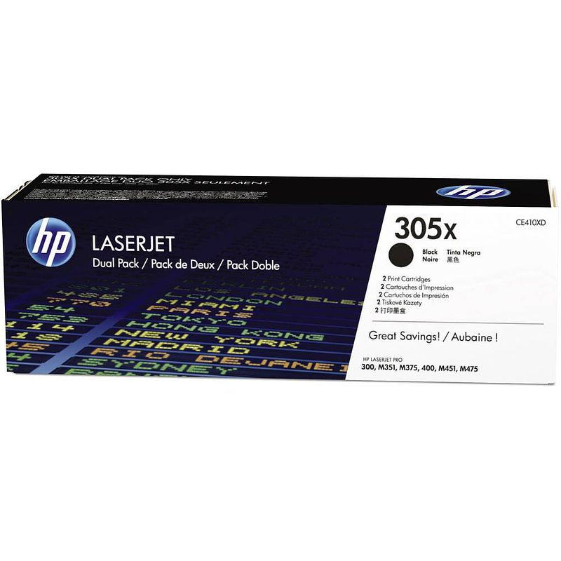 Foto van Hp 305xd ce410xd tonercassette 2-pack zwart 4000 bladzijden origineel toner