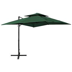 Foto van Vidaxl zweefparasol met dubbel dak 250x250 cm groen