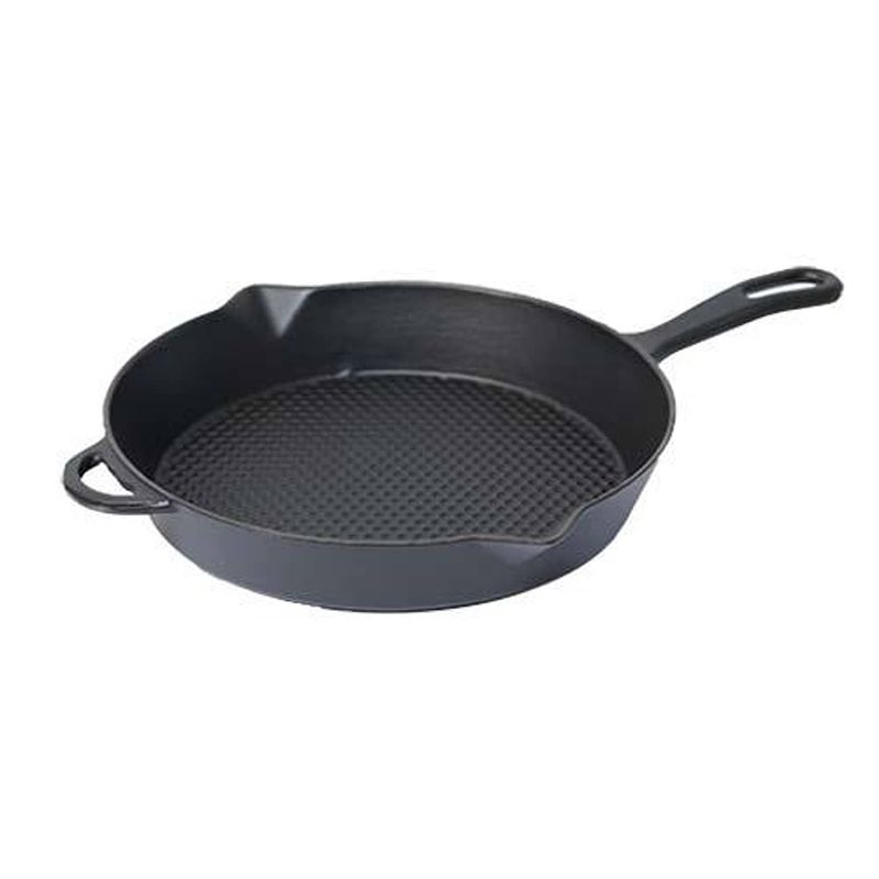 Foto van Gietijzeren ronde grillpan mat zwart, 28cm - sürel