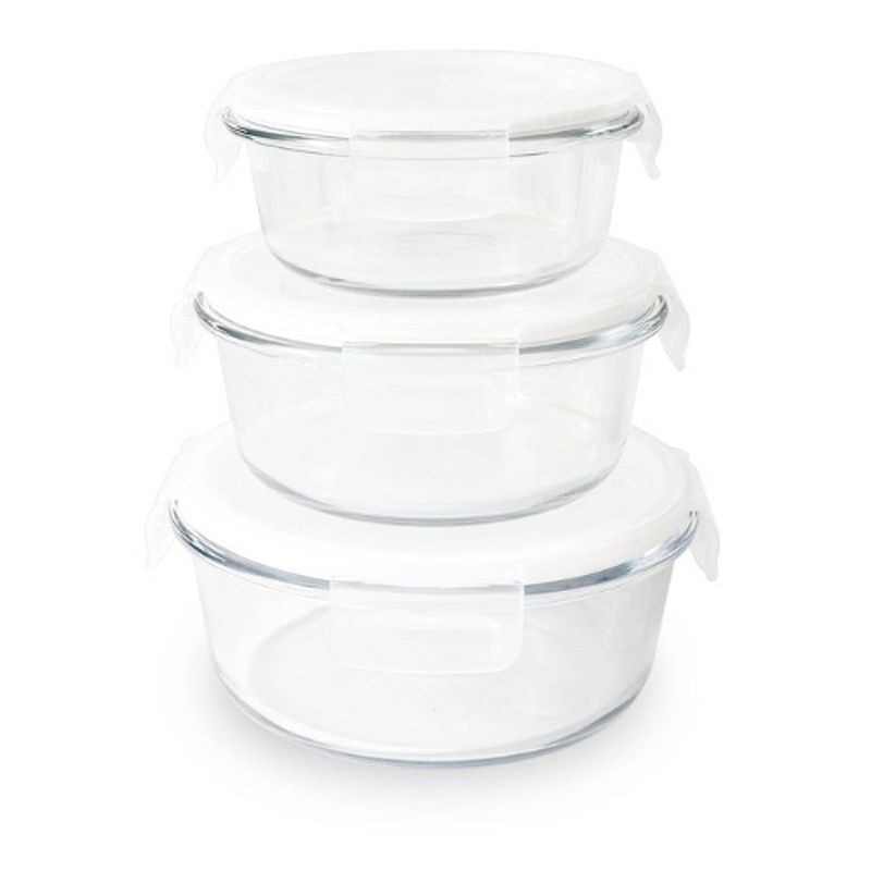 Foto van Pebbly - vershoudbox, set van 3 stuks, rond, 400ml/620ml/950ml - pebbly