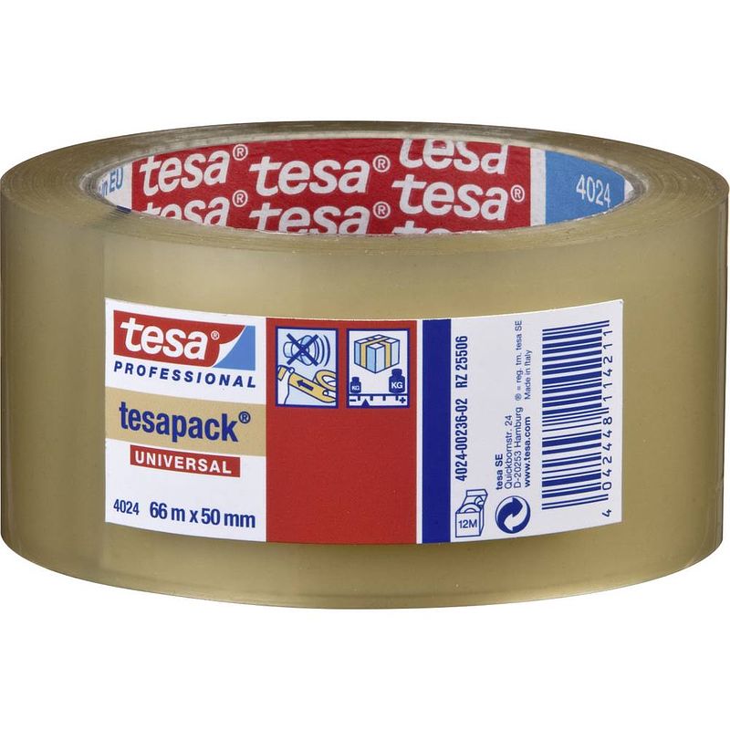 Foto van Tesa universal 04024-00236-04 pakband tesapack 4024 transparant (l x b) 66 m x 50 mm 1 stuk(s)