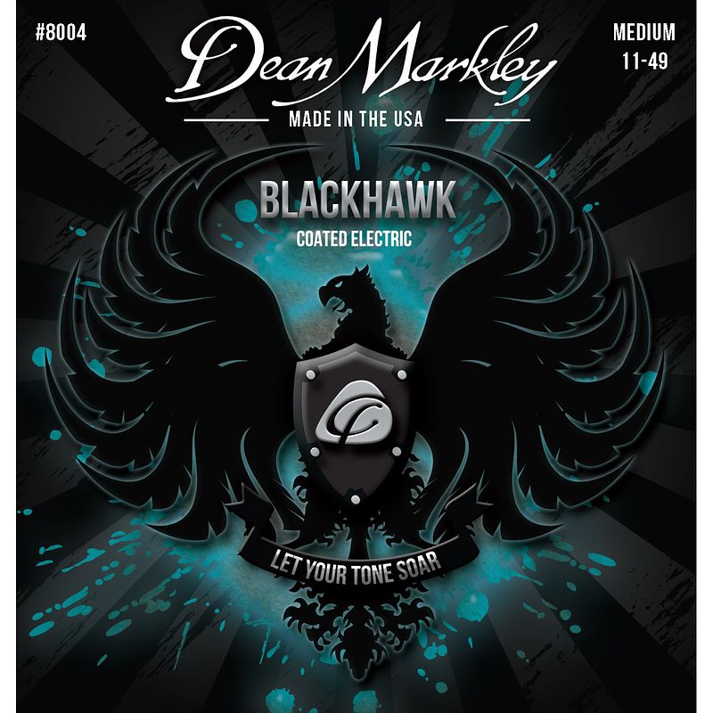 Foto van Dean markley 8004 blackhawk coated medium 11-49 snarenset voor elektrische gitaar