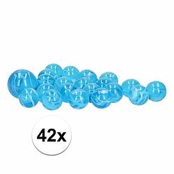 Foto van 42x knikkers sky blue marbles in twee netjes - knikkers