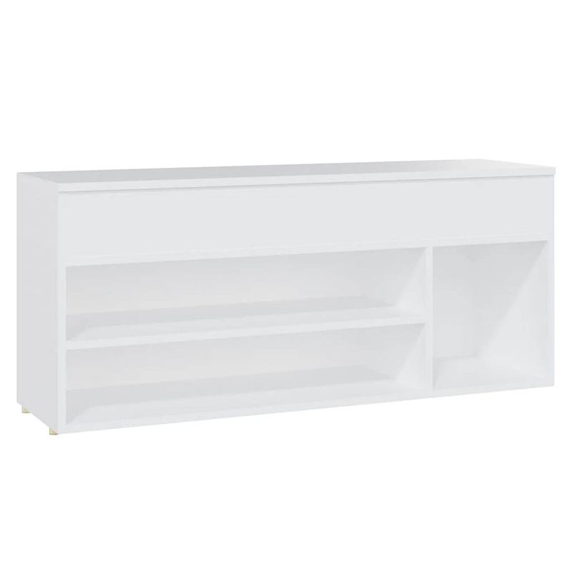 Foto van The living store opbergbank - schoenenkast - 105 x 30 x 45 cm - wit spaanplaat