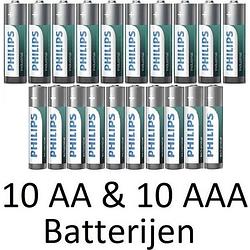 Foto van 10 aa & 10 aaa (verpakt per 10) philips industrial alkaline batterijen