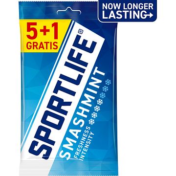 Foto van Sportlife sugar free gums smashmint 5+1 gratis 6 x 18g bij jumbo