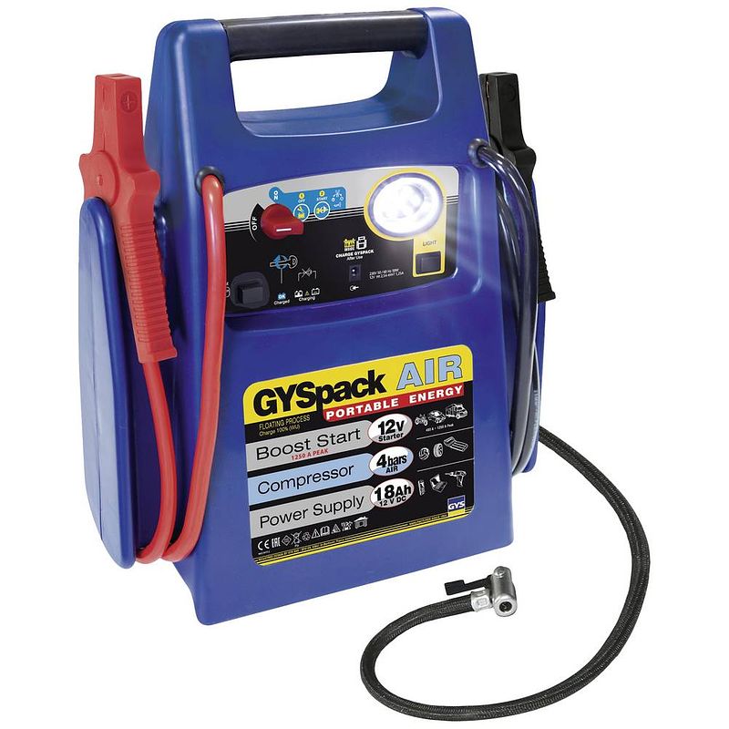 Foto van Gys snelstartsysteem gyspack air 3in1 026322 starthulpstroom: 480 a spanningsomvormer 230 v, compressor, verpolings- en elektronicabescherming