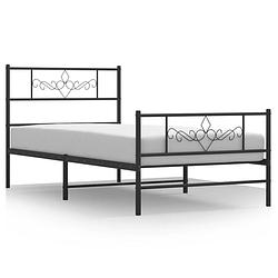 Foto van Vidaxl bedframe met hoofd- en voeteneinde metaal zwart 90x190 cm