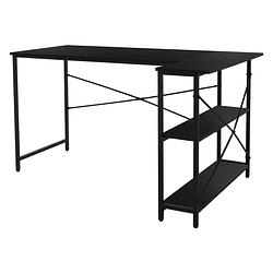 Foto van L-vormig bureau aan beide zijden monteerbaar 140x89x75 cm carbon met legplank ml design