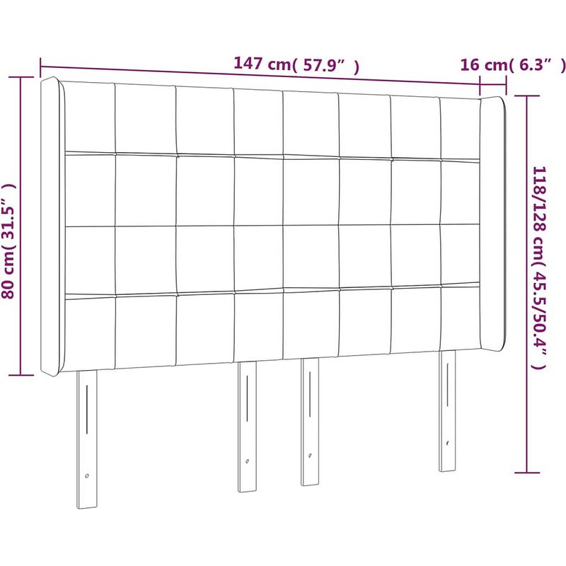 Foto van The living store klassiek hoofdbord - lichtgrijs - 147x16x118/128 cm - duurzaam materiaal