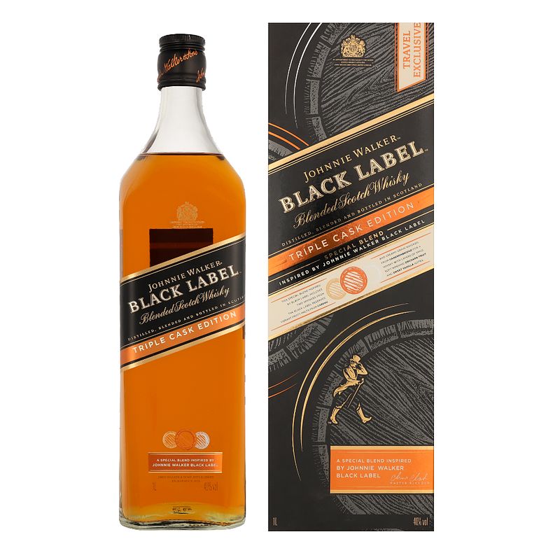 Foto van Johnnie walker black triple cask 1ltr whisky + giftbox