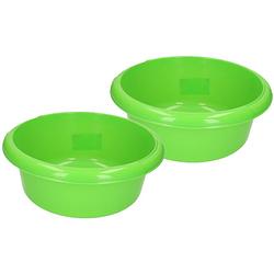 Foto van Set van 2x stuks ronde afwasteiltjes / afwasbakken groen 6,2 liter - afwasbak